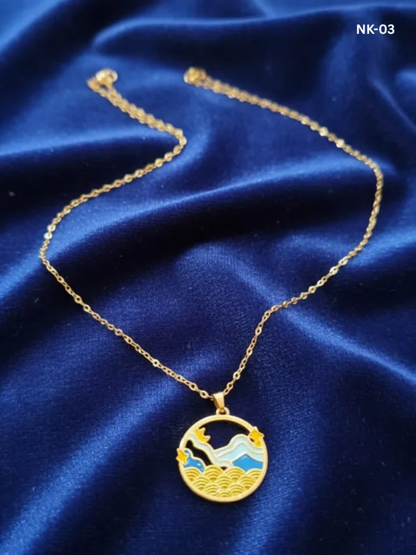 Minimal Gold-Plated Pendant Necklace with Enamel Detailing - Image 2